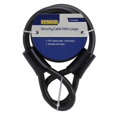 Syneco 1.2m Security Cable Lock with Loops Car Wiring Adapter