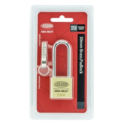 Lockwood 30mm Brass General Purpose Padlock Long Shackle Brake Parts