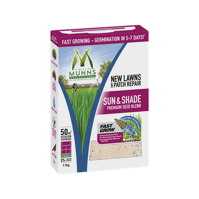 Munns Professional 1.1kg Sun And Shade Premium Lawn Seed Blend