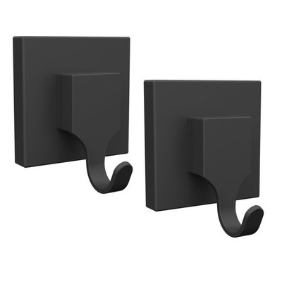 Fusion-Loc 13kg Black Matte Suction Bathroom Hook - 2 pieces