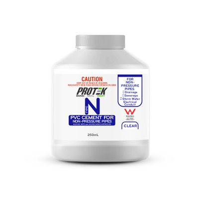 Protek 250ml Type N Clear PVC Cement For Non Pressure Pipes