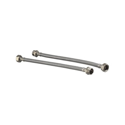 Kinetic 250mm Stainless Steel Flexible Braided Hose Mixer Tap Extension 2 pcs