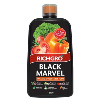 Richgro 1L Black Marvel Tomato And Vegetable Food Liquid Fertiliser Concentrate(
