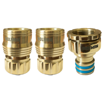 Holman 18mm Brass Grip N Lock 3 Piece Hose Connector Set Car Wiring Adapter
