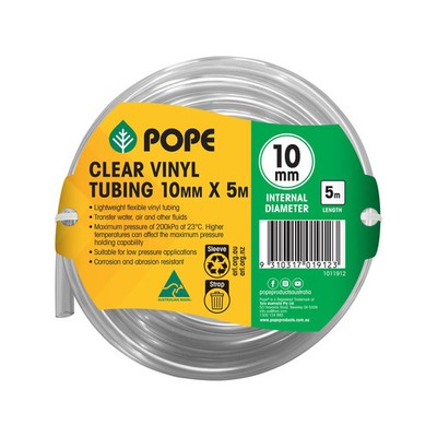 Pope 10mm x 5m Clear Vinyl Tubing