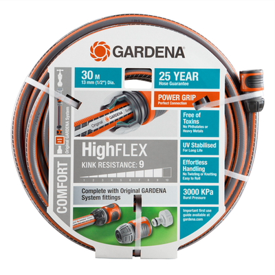 GARDENA 13mm x 30m HighFLEX Fitted Garden Hose Replacement Hose Auto Part