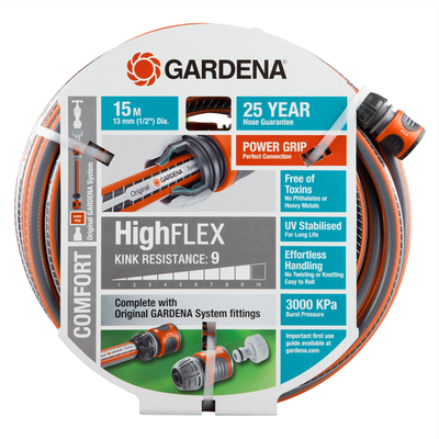 GARDENA 13mm x 15m HighFLEX Fitted Garden Hose Replacement Hose Auto Part