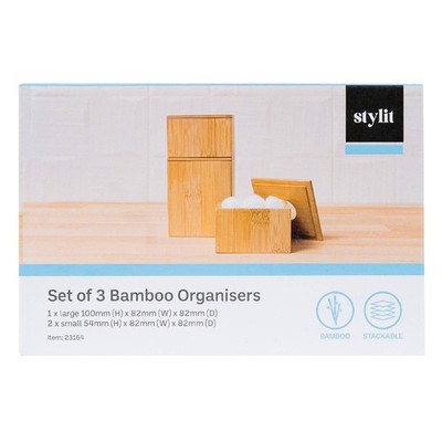 Stylit Set Of 3 Bamboo Organisers Car Interior
