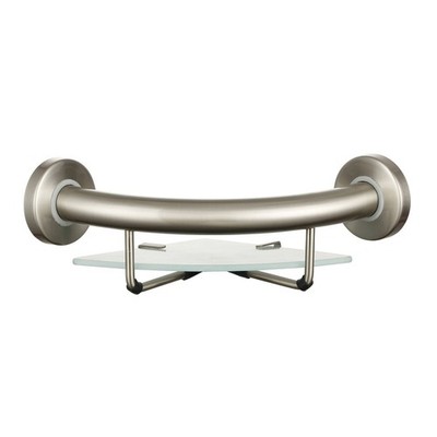 evekare Brushed Nickel Corner Shelf With Grab Rail