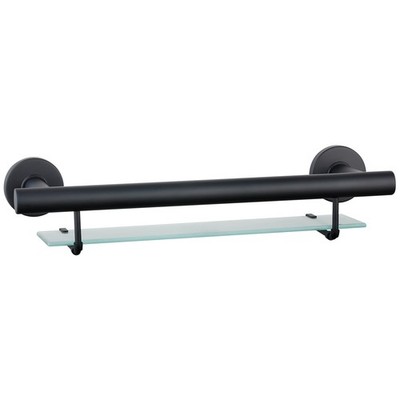 evekare Black Matte Bath Shelf With Grab Rail