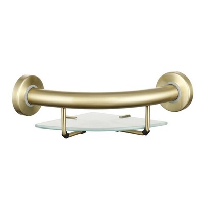 evekare Brushed Brass Corner Shelf With Grab Rail