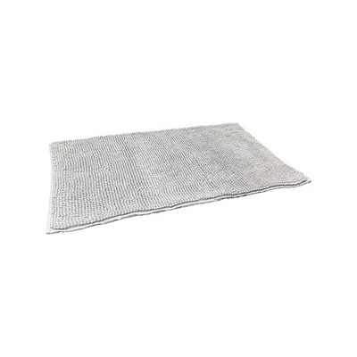 Barelli Bath Mat Rectangular 50cm x 80cm Non-Slip Chenille Silver