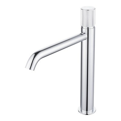 Mondella 25mm Chrome Resonance Textured Handle Curved Spout Vessel Basin Mixer