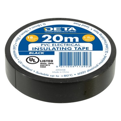 DETA 20m 18mm Black Insulation PVC Tape - Black 4 pcs