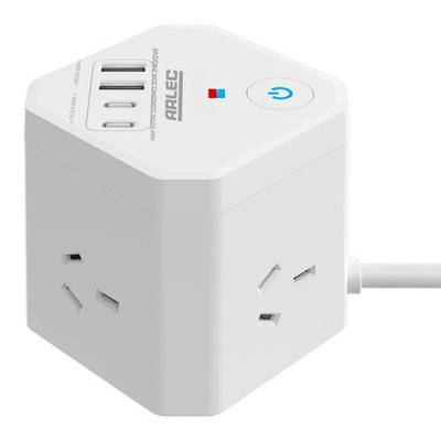 Arlec 4-Outlet Power Cube With PD20W USB-2A+2C Car Charger