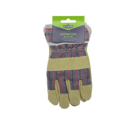 Saxon Kids Leather Garden Gloves 2 pcs