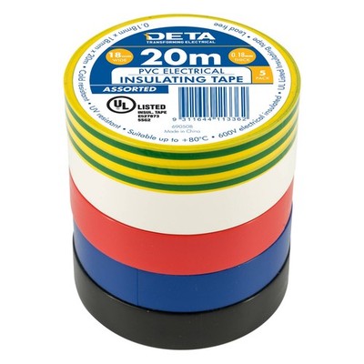 DETA 20m 18mm Assorted Insulation PVC Tape - 5 pieces