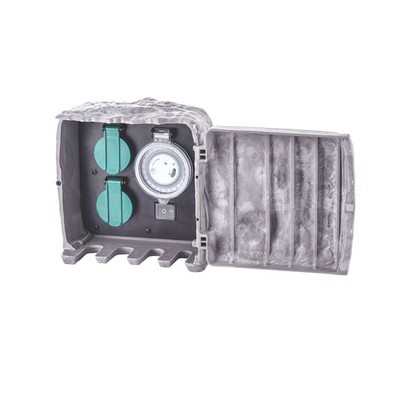 Click Power Garden Socket Stone with Timer – Grey Stone Look Workshop Tool