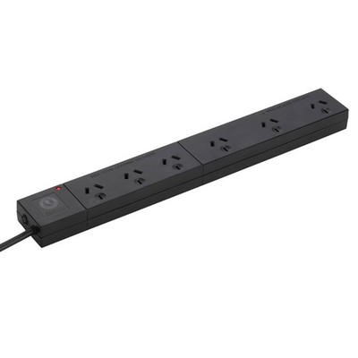 Arlec 6 Outlet Black Wide Spaced Surge Protected Powerboard Workshop Tool