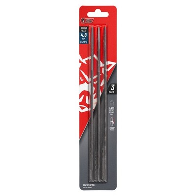 Full Boar 4.8mm (3/16") Round Chainsaw File - 3 pieces Workshop Tool