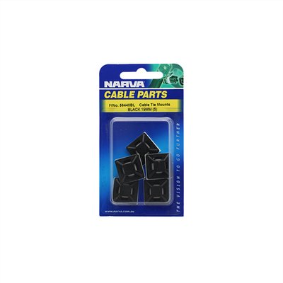 Narva 19 x 19mm Black UV Weather Resistant Cable Tie Mount - 5 Pack(2) Adapter