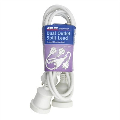 Arlec 1.8m Domestic Dual Outlet Split Extension Lead Workshop Tool