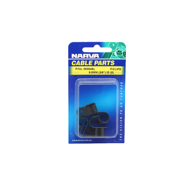 Narva 9.5mm (3/8") Black UV Weather Resistant Nylon Cable Clamps 2 pcs Adapter