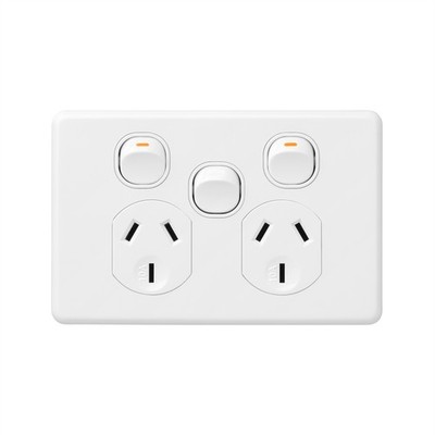 DETA X6 White Double Power Point With Extra Switch
