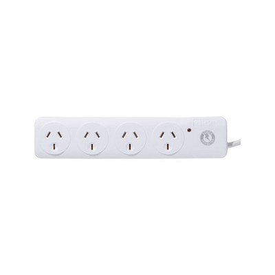 Click White 4 Outlet Surge Protection Powerboard