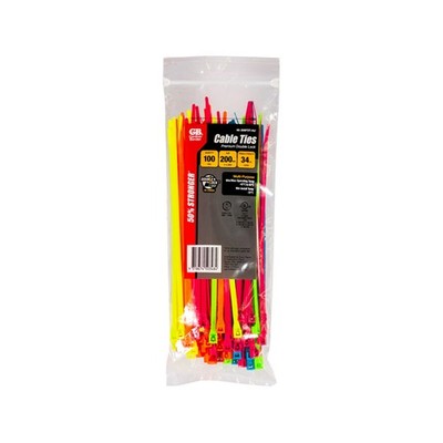 Gardner Bender 200 x 4.3mm Neon Assorted Cable Ties - 100 pieces Car Wiring