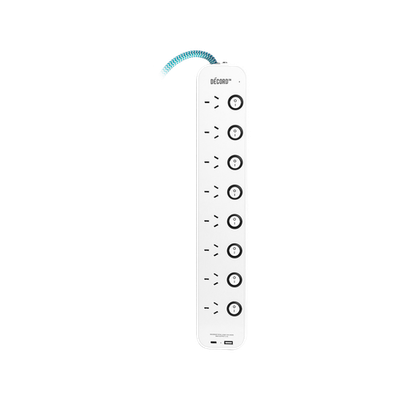 Décord 8 Socket Power Board With Individual Switches And USB Charging