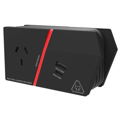 AGS Arlec Gaming Series 2 Outlet Power Board 30W PD Fast Charge Premium Surge Pr