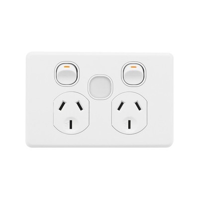 DETA X6 White Double Power Point With Dimmable Night Light Module