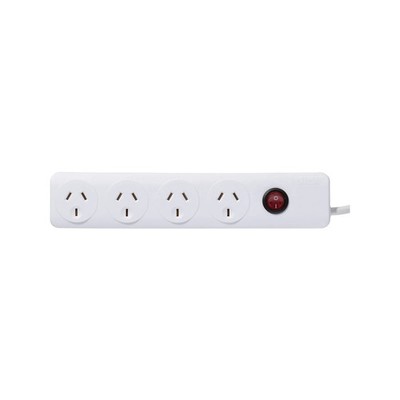 Click White 4 Outlet Powerboard With Master Switch