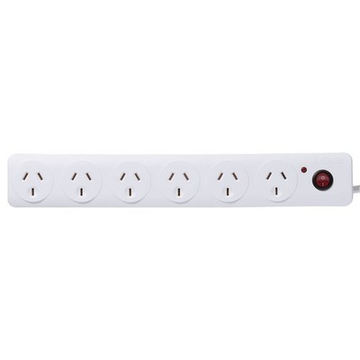 Click White 6 Outlet Surge Protected Powerboard with Master Switch