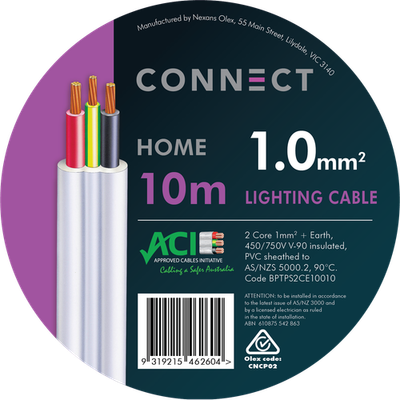 Olex 1mm x 10m Nexans 2 Core And Earth Connect Lighting Cable Car Wiring Adapter