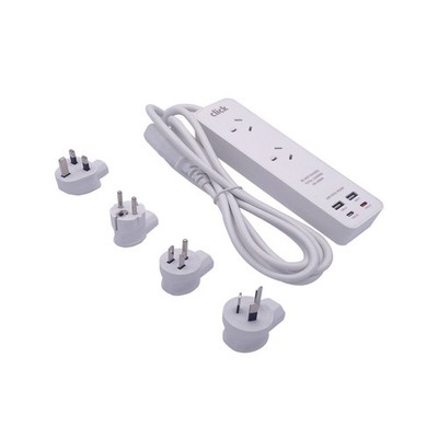 Click 2 Outlet Travel Power Board with PD45W USB Charger Car Charger