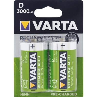 Varta 3000mAh D Rechargeable Batteries - 2 pieces