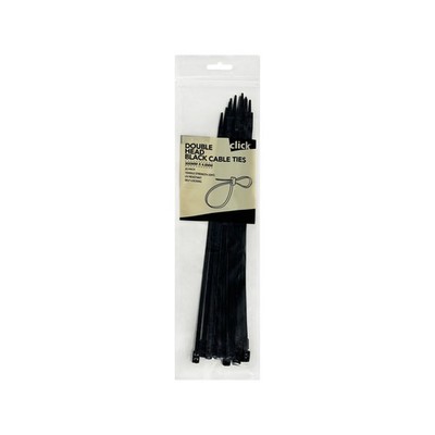 Click 300mm Black Double Headed Cable Tie - 25 pieces Car Wiring Adapter