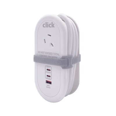 Click 2 Outlet Power Board With PD20W USB Charger Car Charger