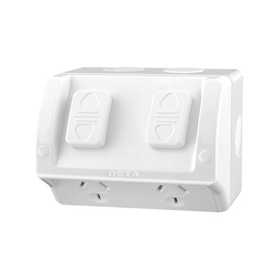 DETA 250V 10 Amp Rhodium Plated Outdoor Double Outlet Powerpoint