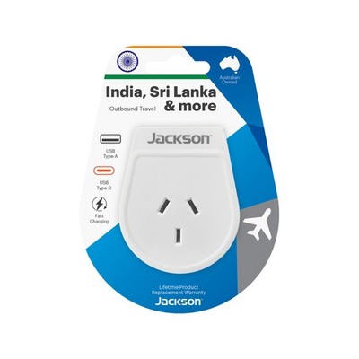 Jackson Outbound Slim USB-A And C Travel Adaptor - India Car Wiring Adapter