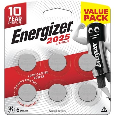 Energizer 2025 Lithium Coin Battery - 6 pieces