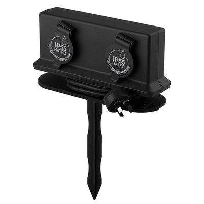 Arlec 2 Outlet Outdoor Powerboard With Removable Garden Stake