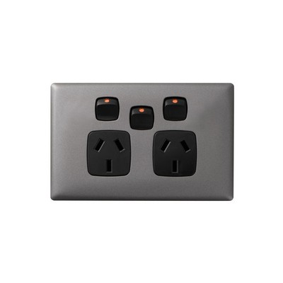 HPM LINEA Double Powerpoint With Extra Switch - Gun Metal / Black