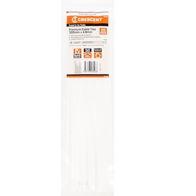 Crescent 300 x 4.8mm Natural Cable Ties 2 pcs Car Wiring Adapter