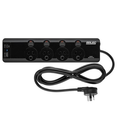 Arlec 4 Outlet Individually Switched Surge Powerboard With PD45W Rapid Charging