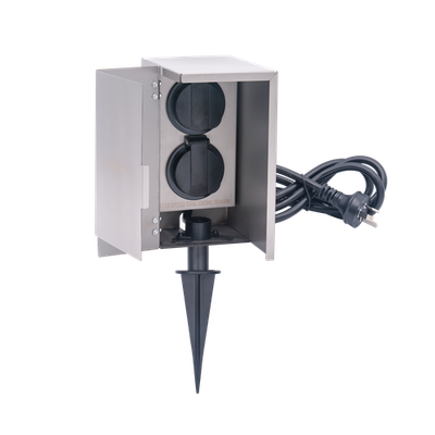 Click Silver 2 Outlet Garden Socket Tower Workshop Tool