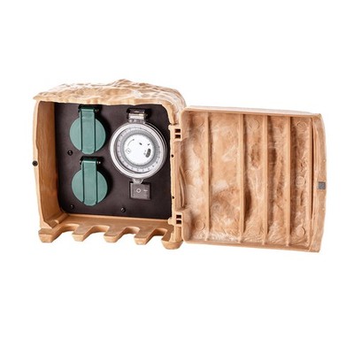 Click Power Garden Socket Stone with Timer - Beige Marble Look Workshop Tool