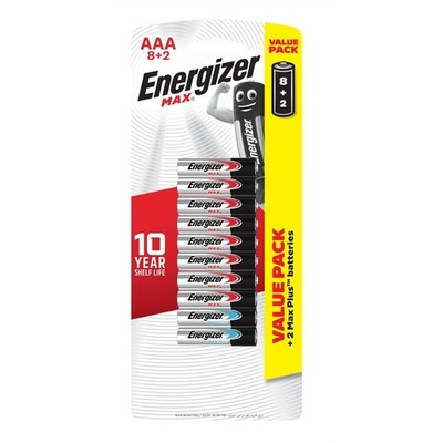 Energizer Max AAA Alkaline Batteries - 8 + 2 pieces